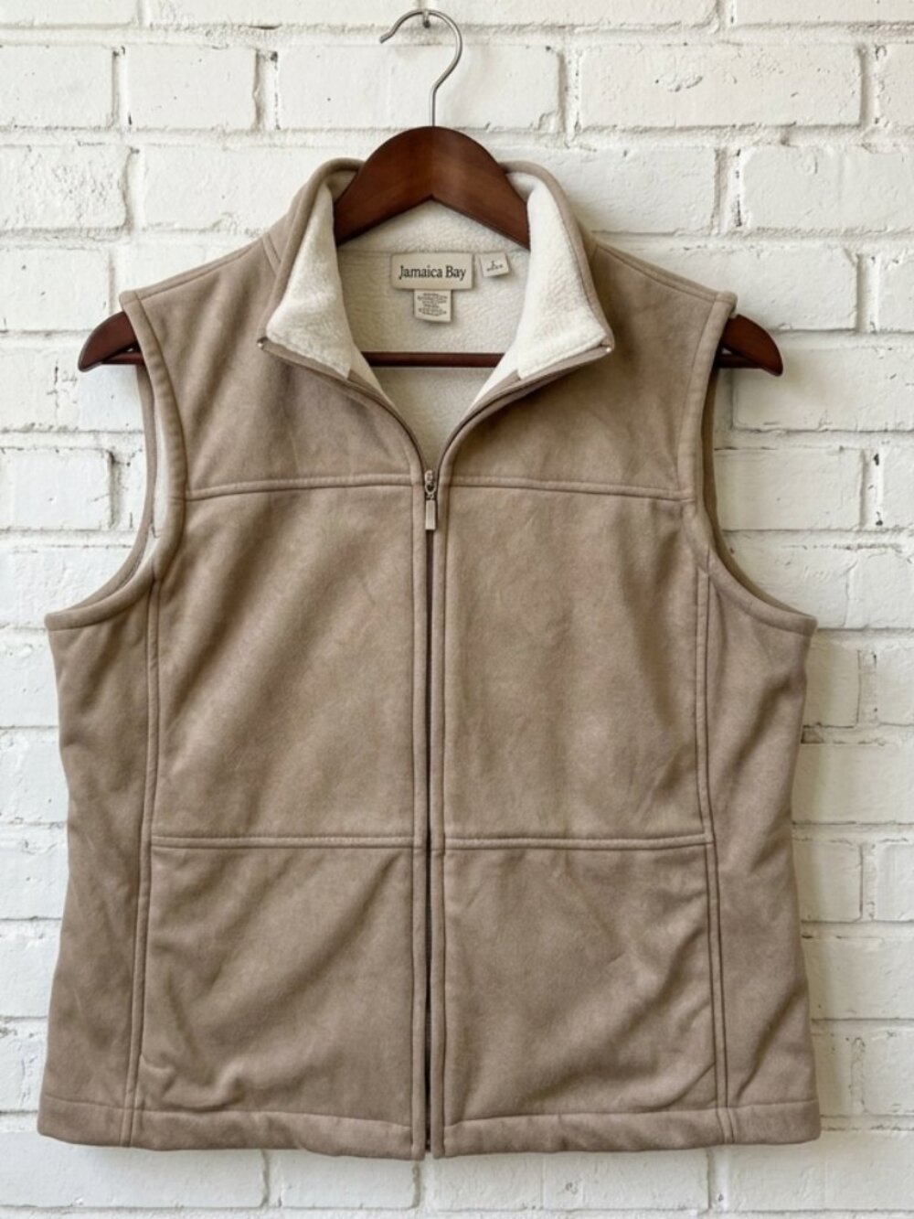 Cabincore Jamaica Bay Women’s Large Taupe Faux Suede Vest